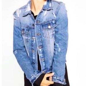 Zara Distressed Denim Jacket - Size M